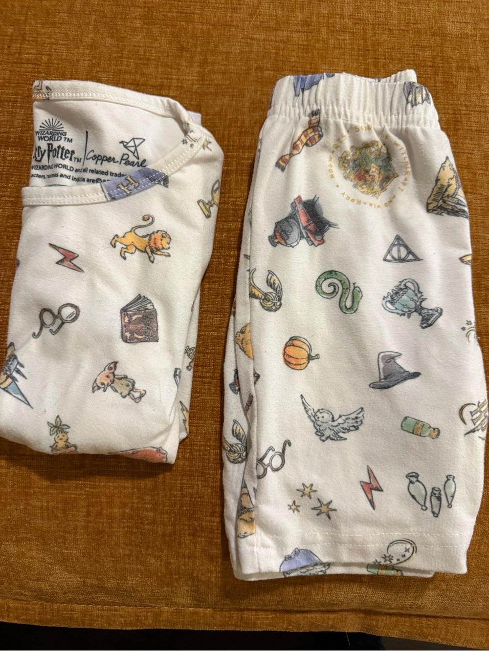Harry Potter White Kids Pajama Set with Multicolor Magical Icons